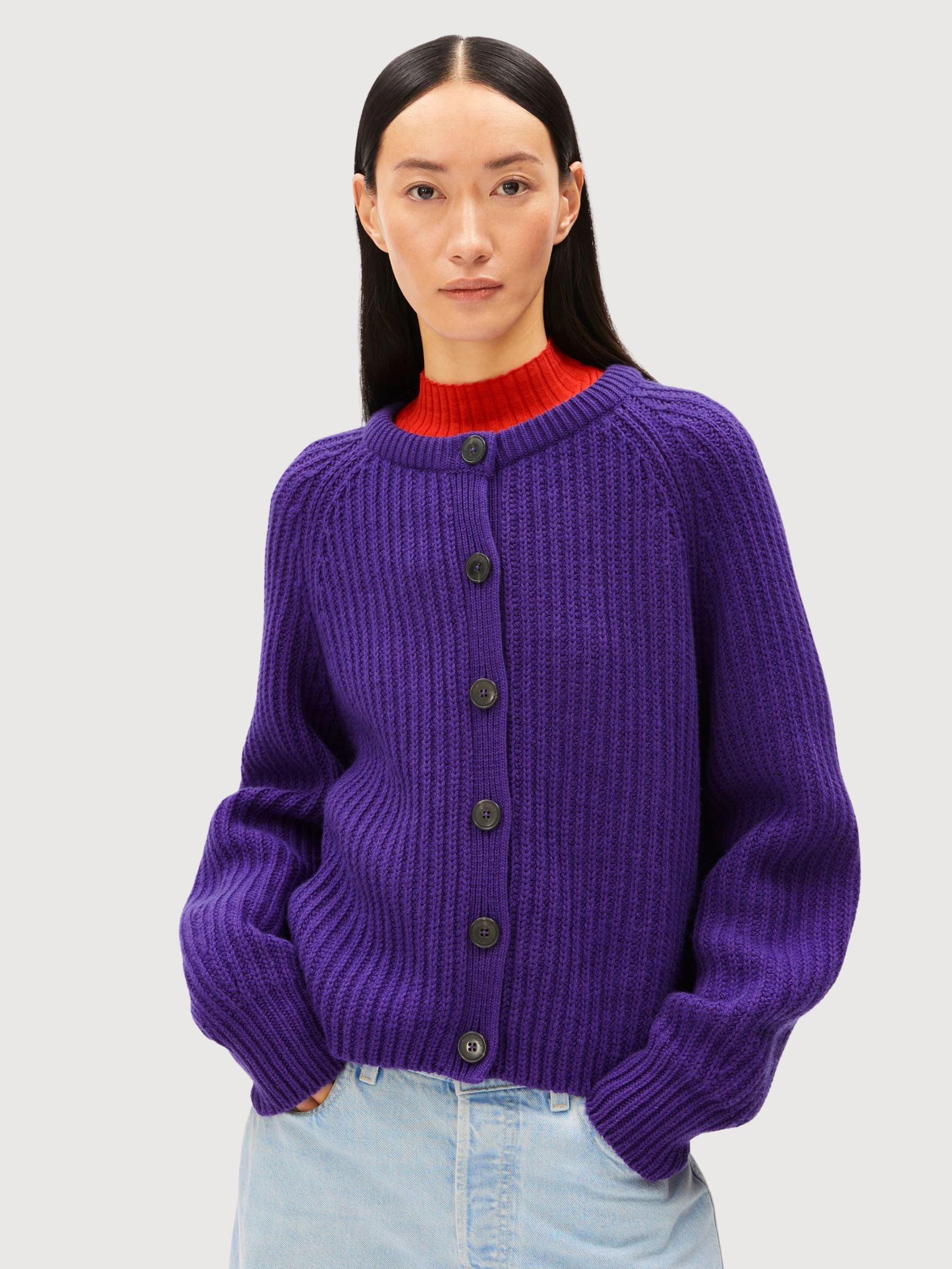 Cardigan Selmaa Organic Wool Mix Indigo Lilac | Armedangels