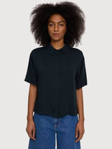 Camicia Viscosa Manica Corta Donna Nera | Mazine