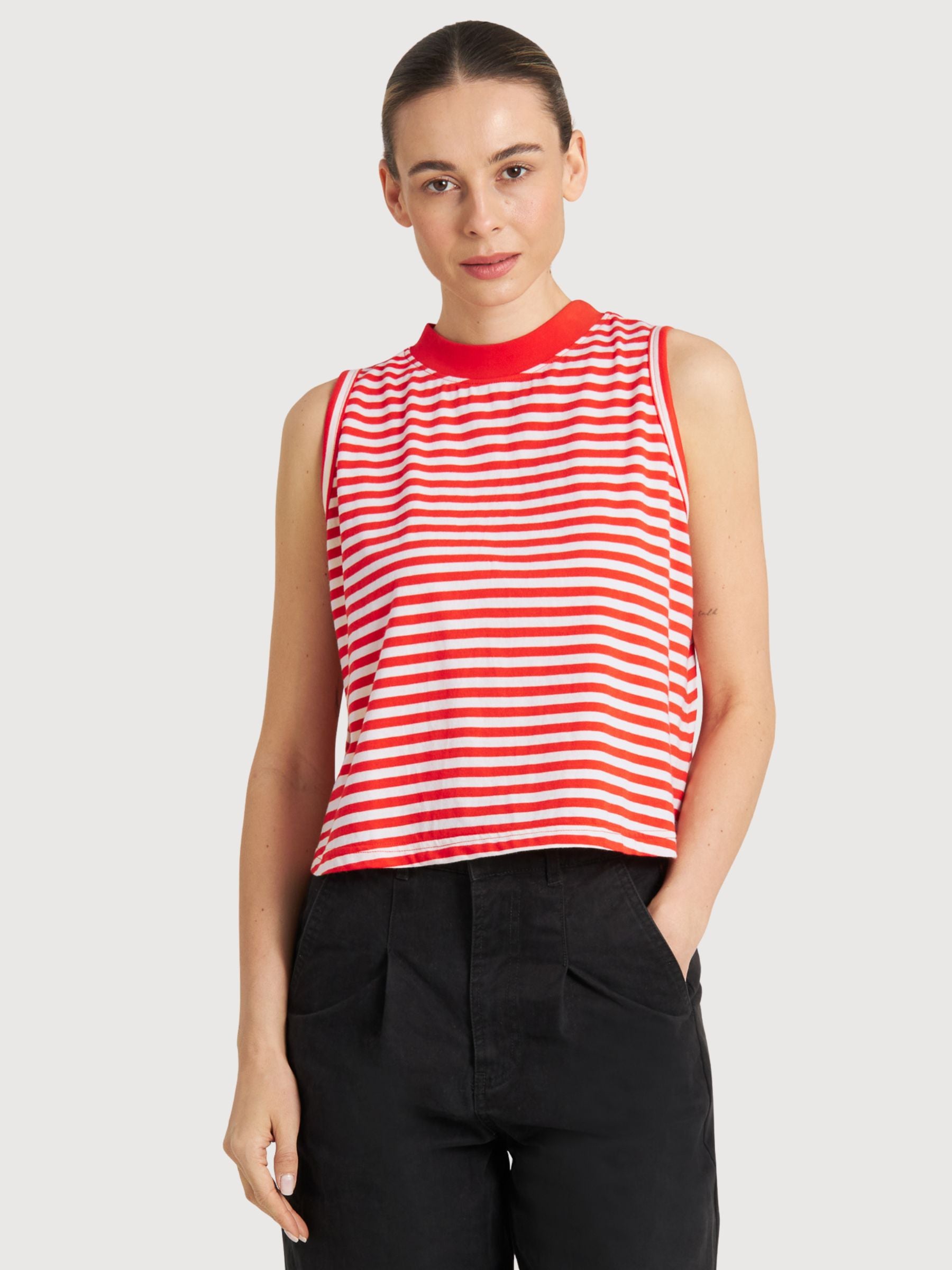 Top Namsos Stripes GrenadineRed Cotton | Dedicated
