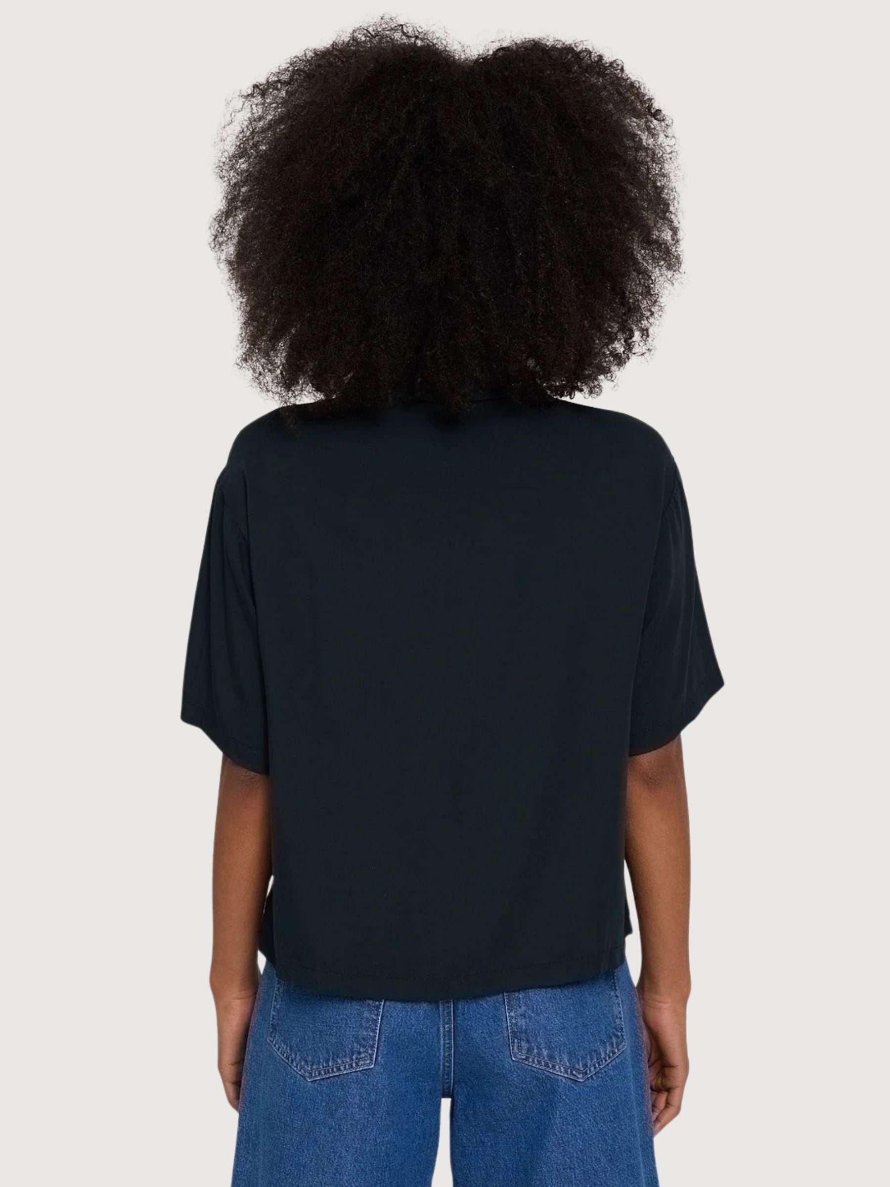Camicia Viscosa Manica Corta Donna Nera | Mazine