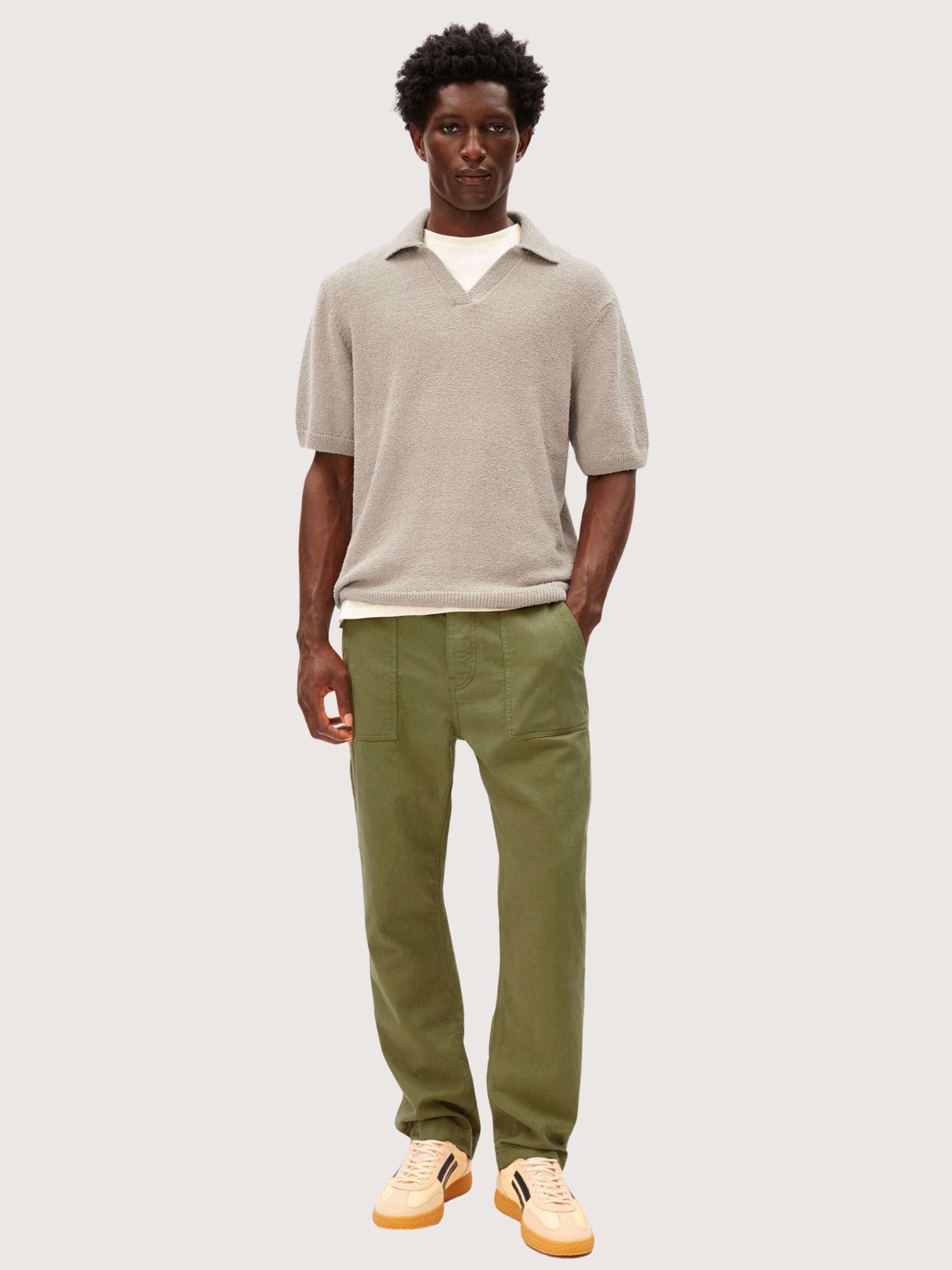 Boucle Knit Poloshirt Sand Stone | Armedangels