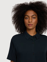 Camicia Viscosa Manica Corta Donna Nera | Mazine
