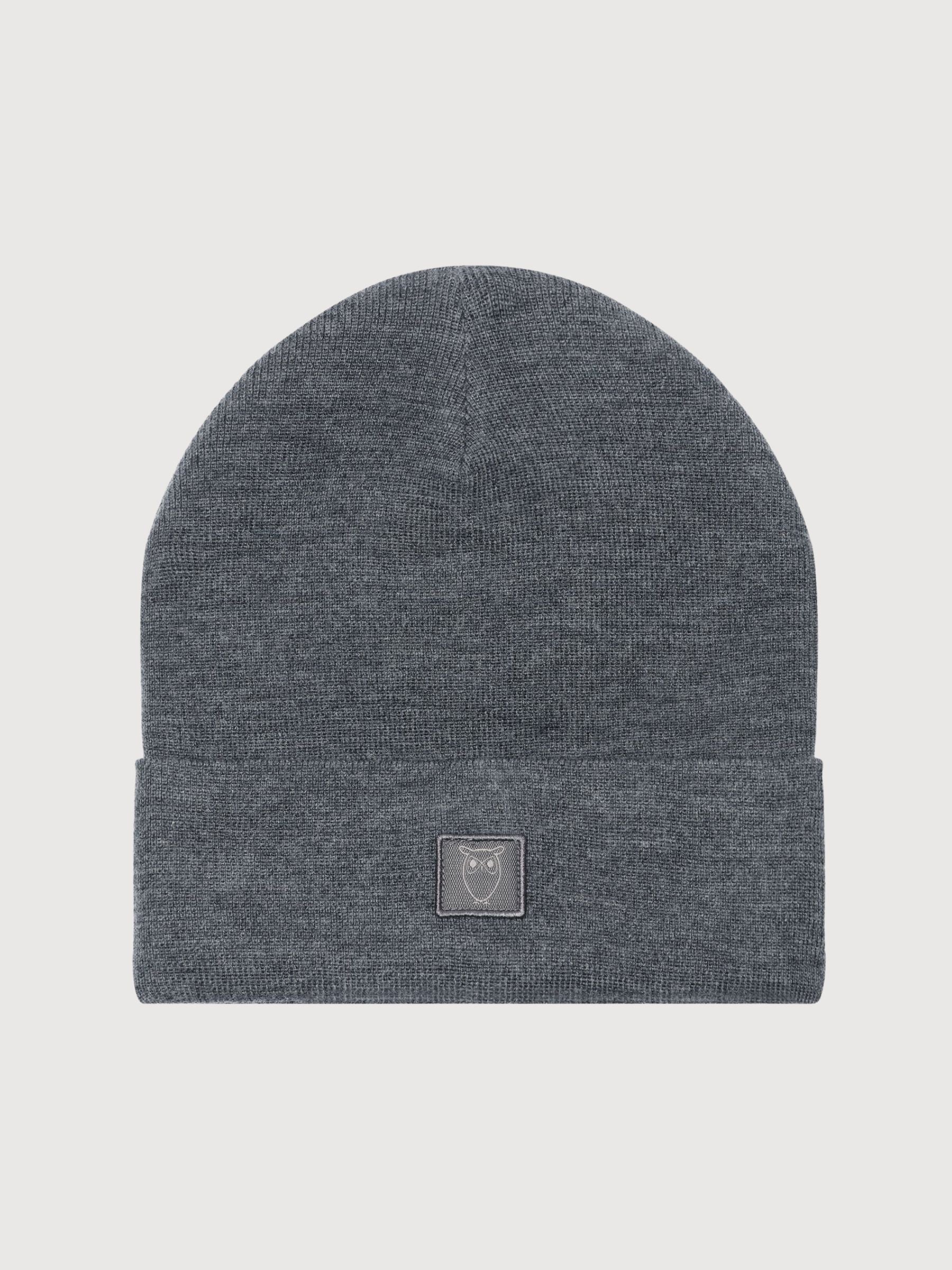 Berretto doppio strato in lana merino grigio scuro | KNOWLEDGE COTTON APPAREL