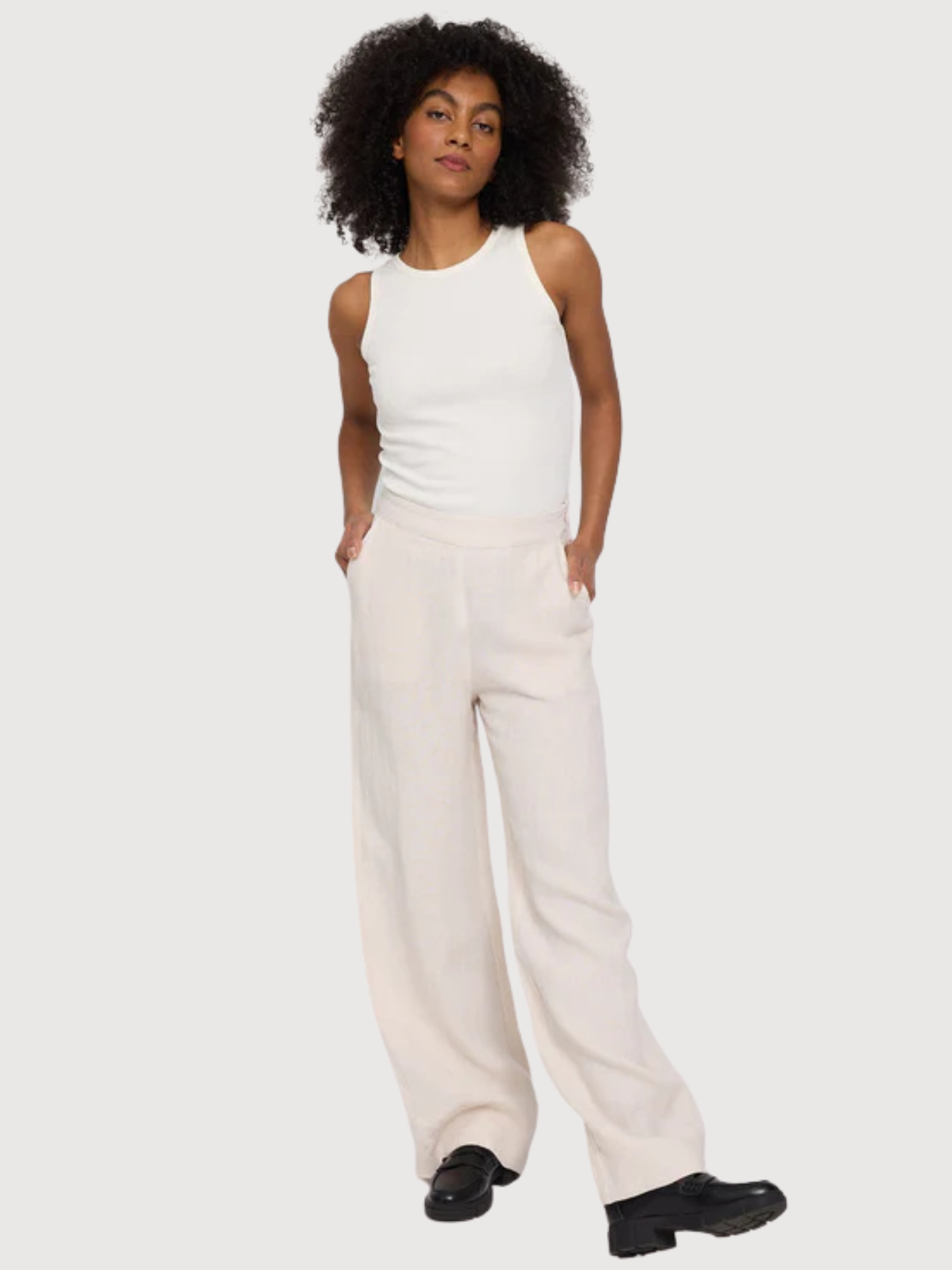 Trouser Wide Leg Linen Woman Moon | Mazine
