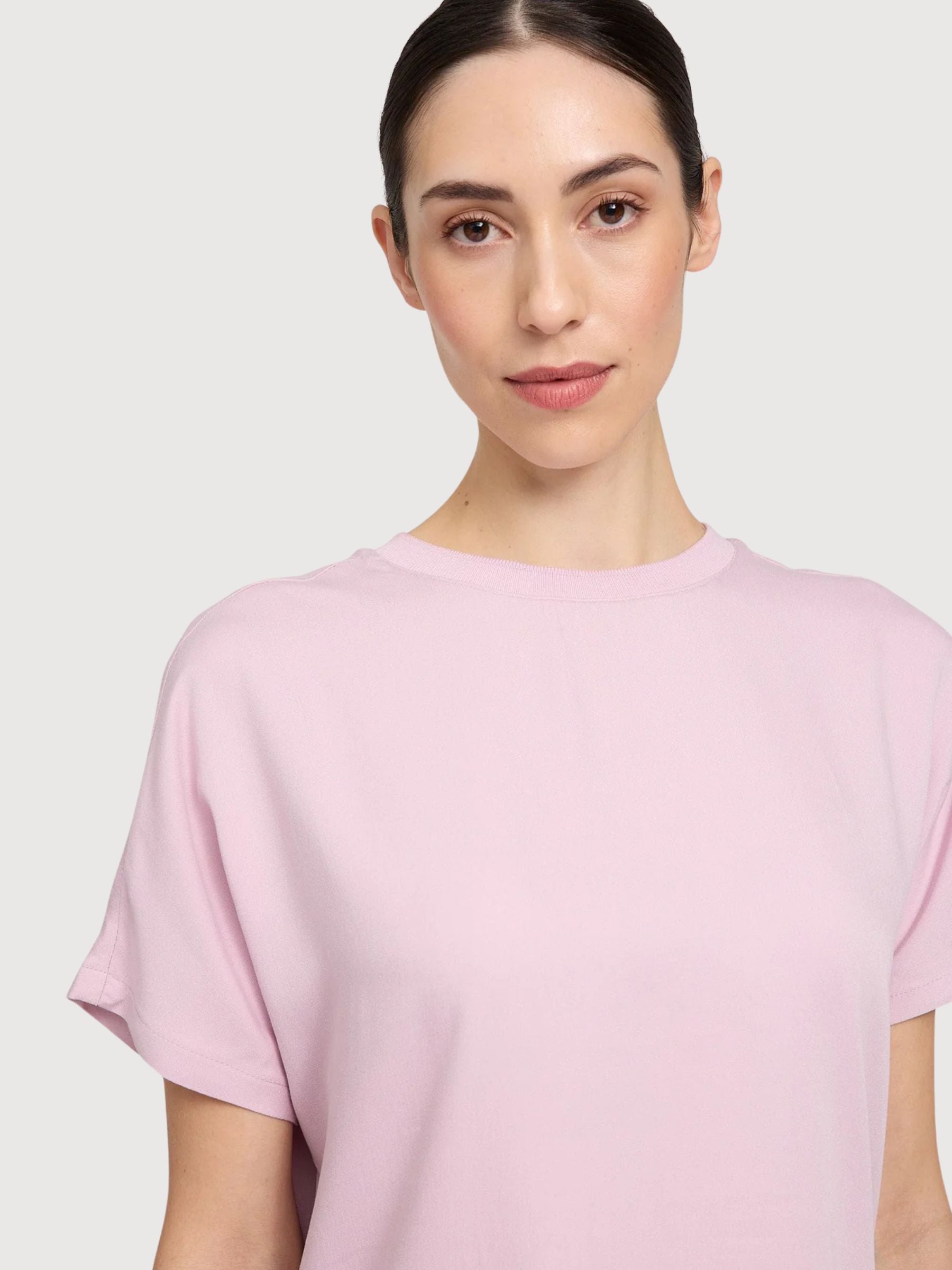 Blouse Crew Neck Viscose Woman Soft Pink | Mazine