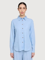 Hemd Tencel Damen Hellblau Washed | Mazine