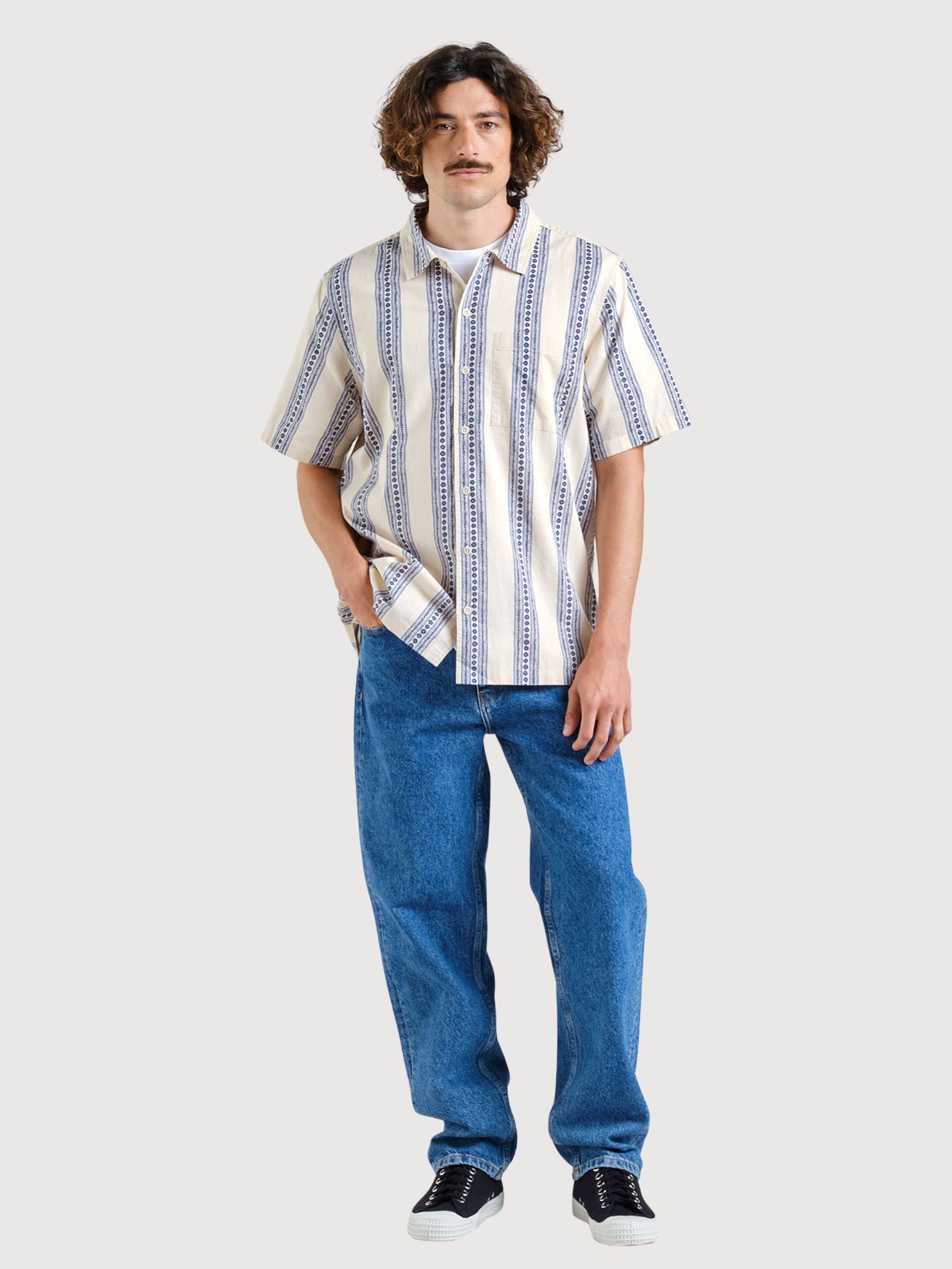Hemd Brantevik Floral Stripe Blue Man | DEDICATED