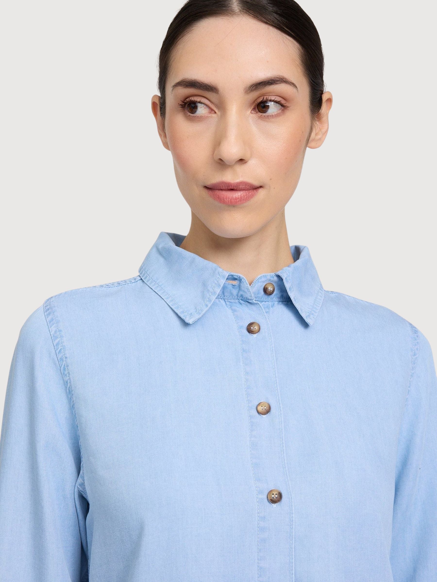 Camicia Tencel Donna Lavaggio Azzurro Chiaro | Mazine