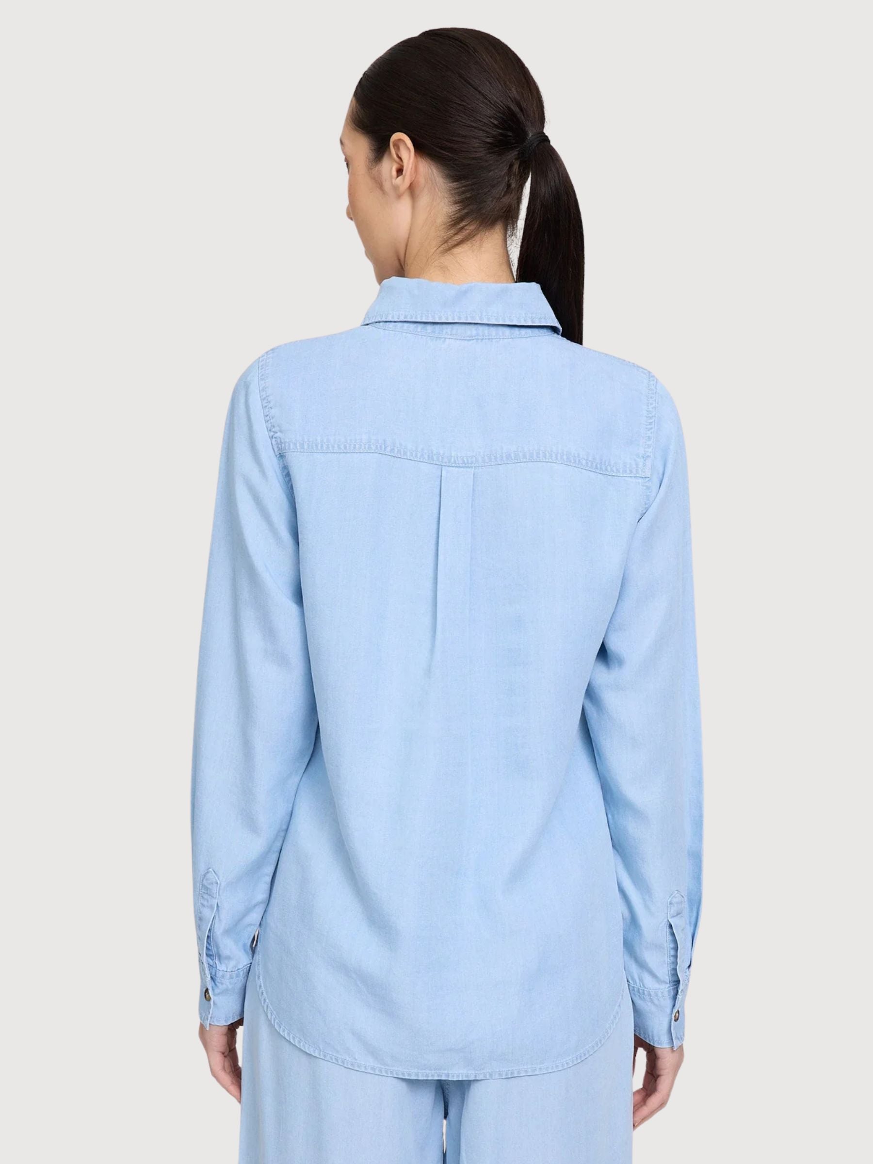 Camicia Tencel Donna Lavaggio Azzurro Chiaro | Mazine