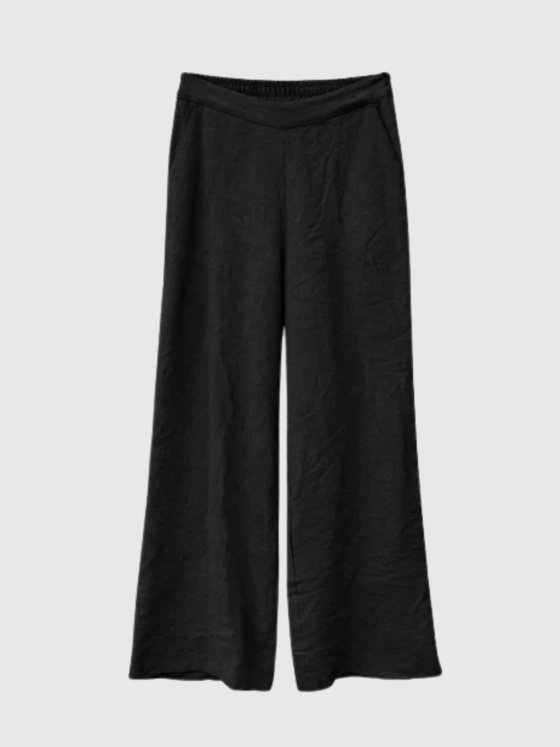 Pantaloni Donna Lino Gamba Larga Neri | Mazine