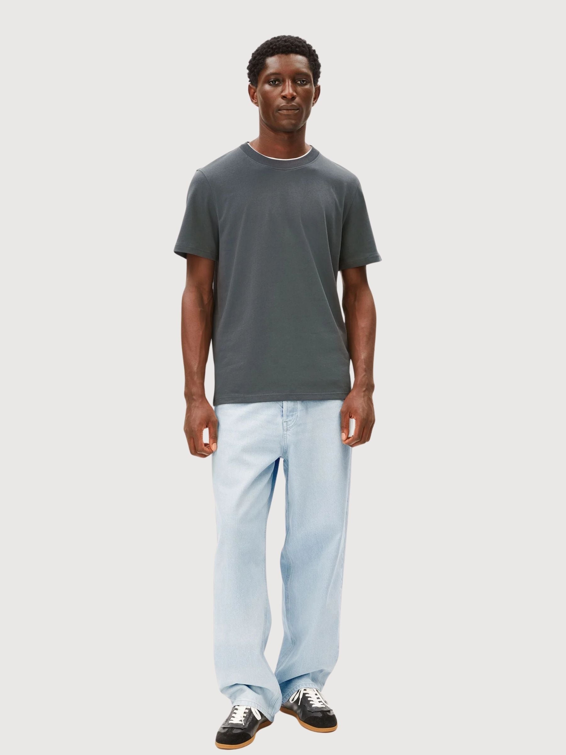 Mid Weight T-Shirt Maarkos Space Steel | Armedangels