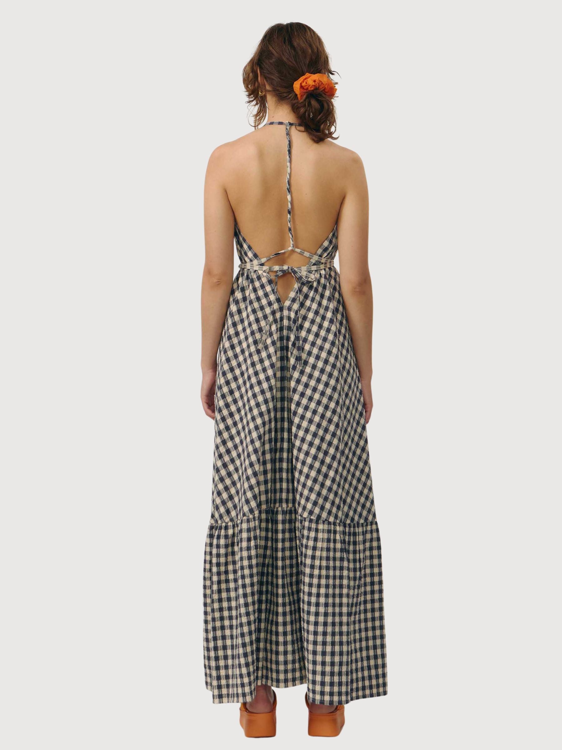 Dress Mp Long Check Grey Cotton | Suite13lab
