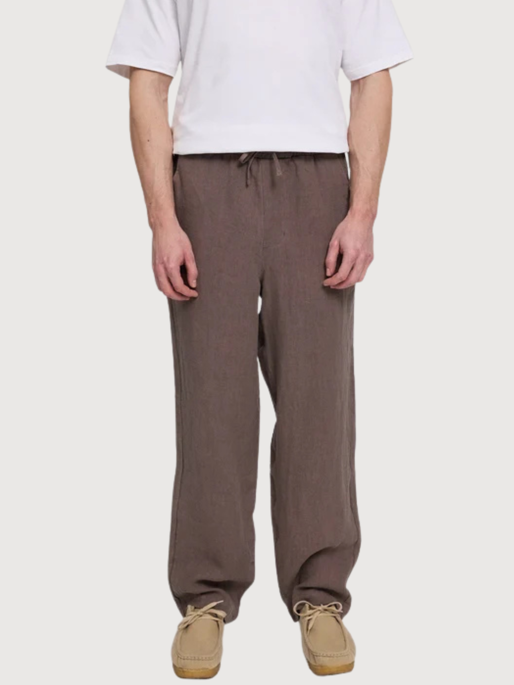 Trouser Regular Linen Man Grey Brown | Mazine