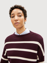 Pullover Merinaa Stripes Dark Cranberry–Oatmilk | Armedangels