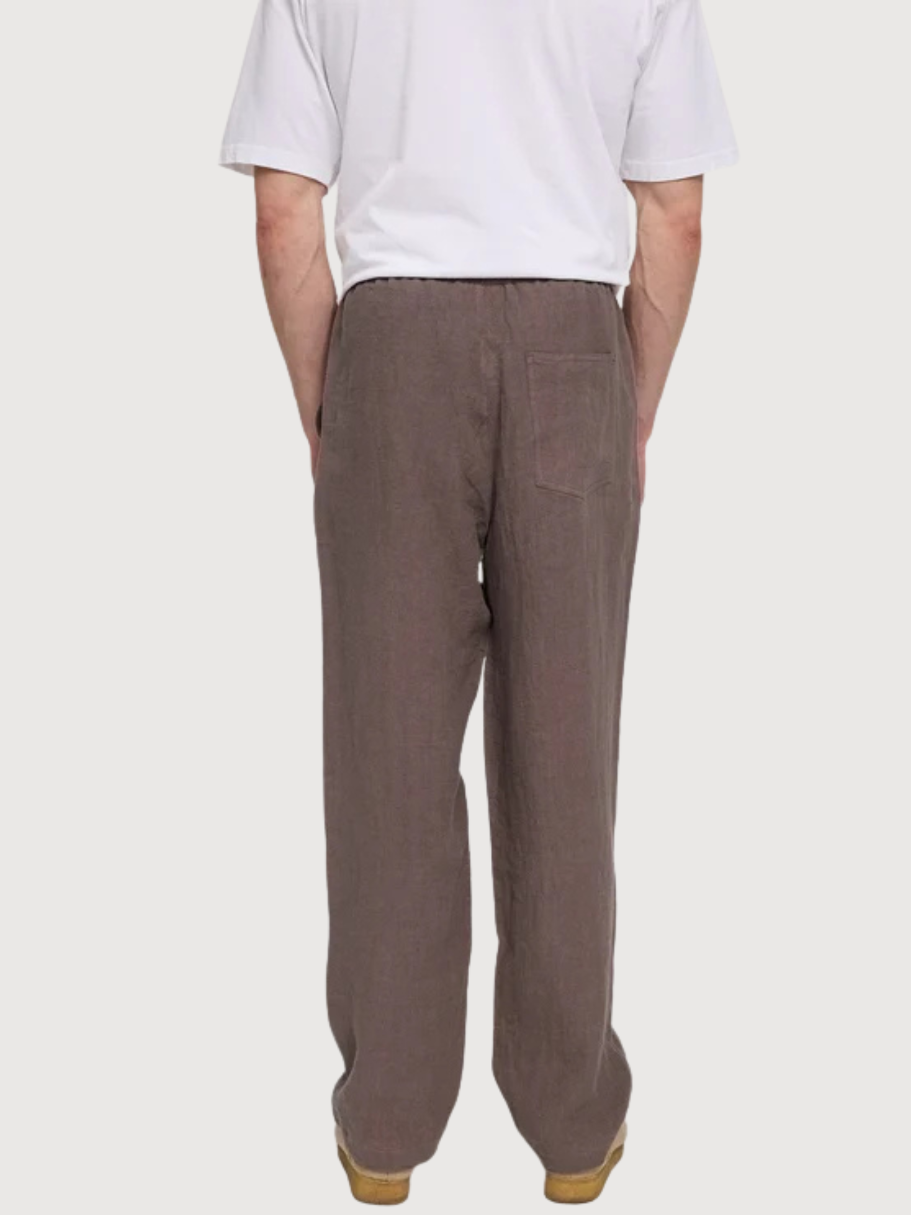 Trouser Regular Linen Man Grey Brown | Mazine