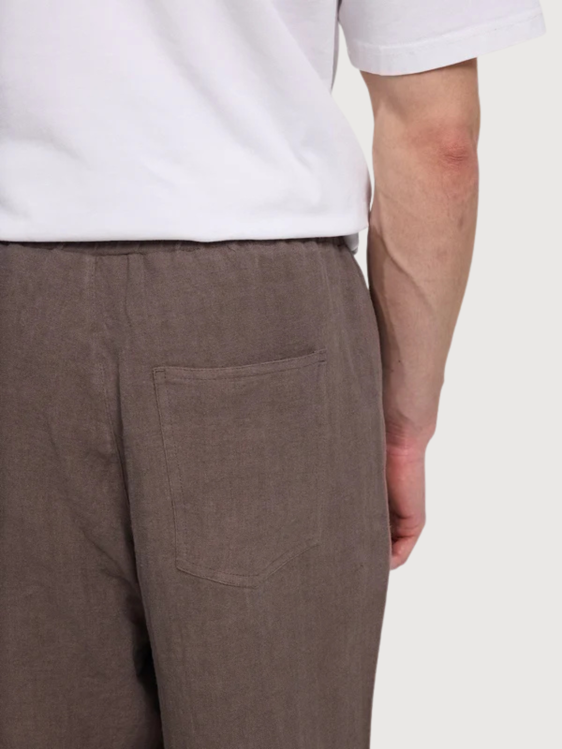 Trouser Regular Linen Man Grey Brown | Mazine