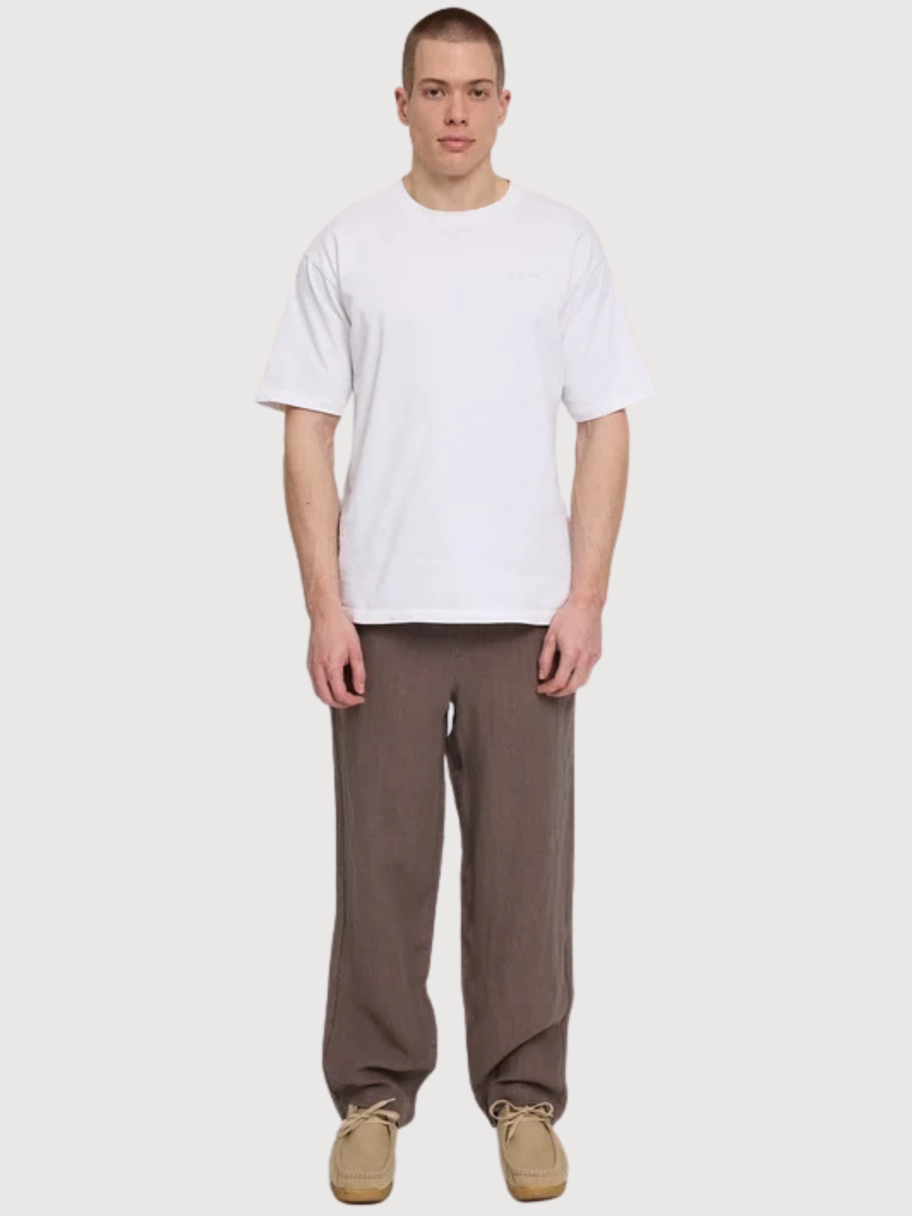 Trouser Regular Linen Man Grey Brown | Mazine