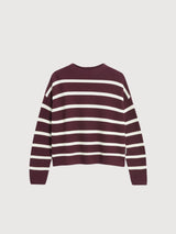Pullover Merinaa Stripes Dark Cranberry–Oatmilk | Armedangels