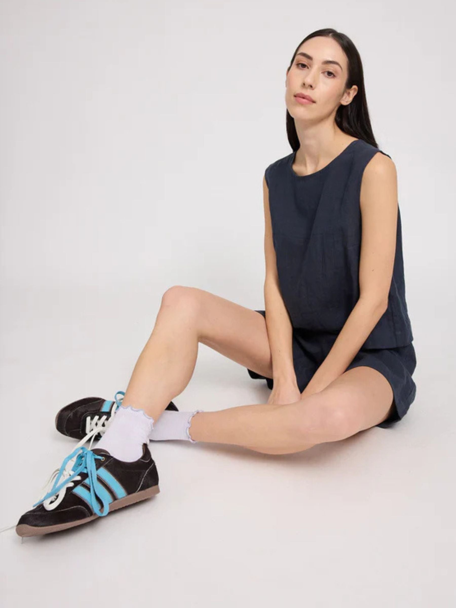 Top Lino Donna Blu Inchiostro | Mazine