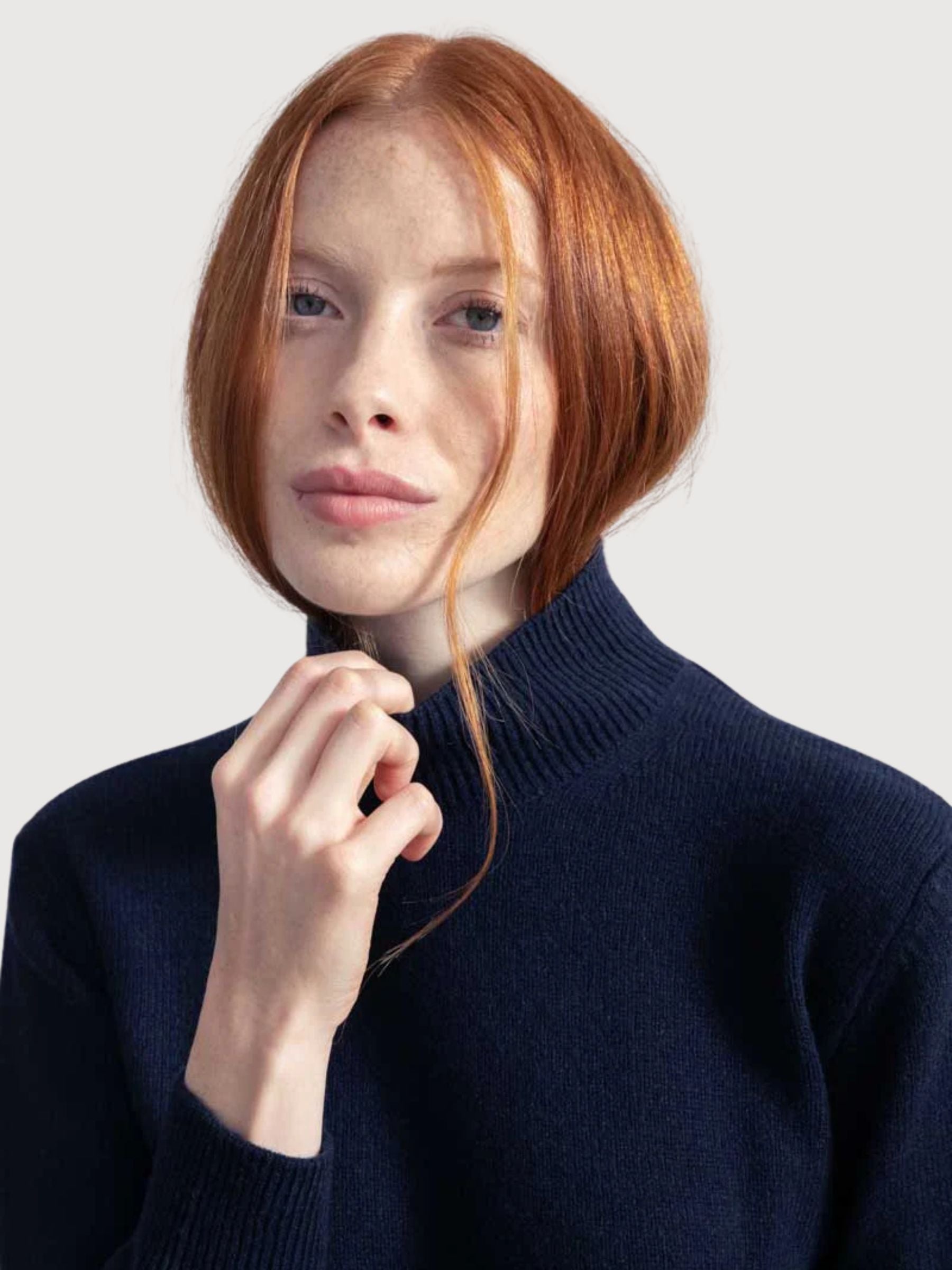 Turtleneck Sweater Ada Navy Blue in  recycled cashmere | Rifò