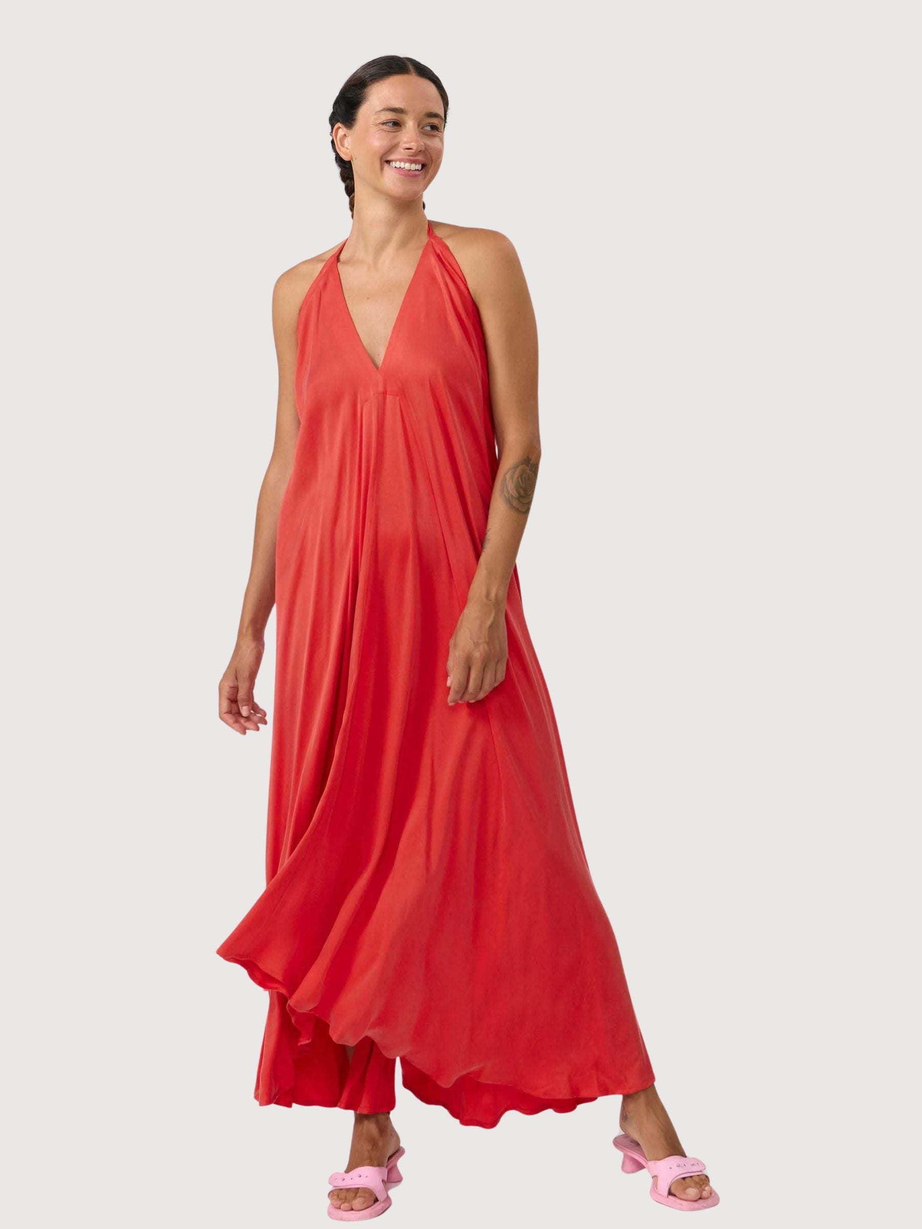 Dress Mp Long Cupro Red | Suite13lab