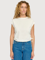 T-Shirt Wickeldetail Damen Baumwolle Offwhite | Mazine