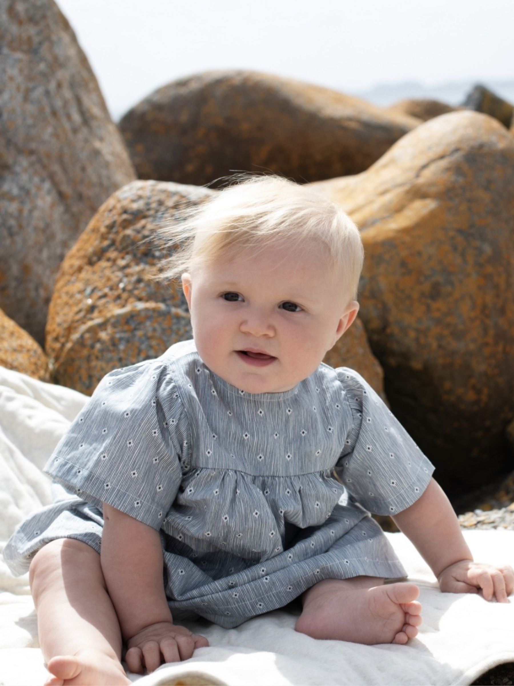 Abito Baby Flair in cotone biologico leggero color indaco | SERENDIPITY