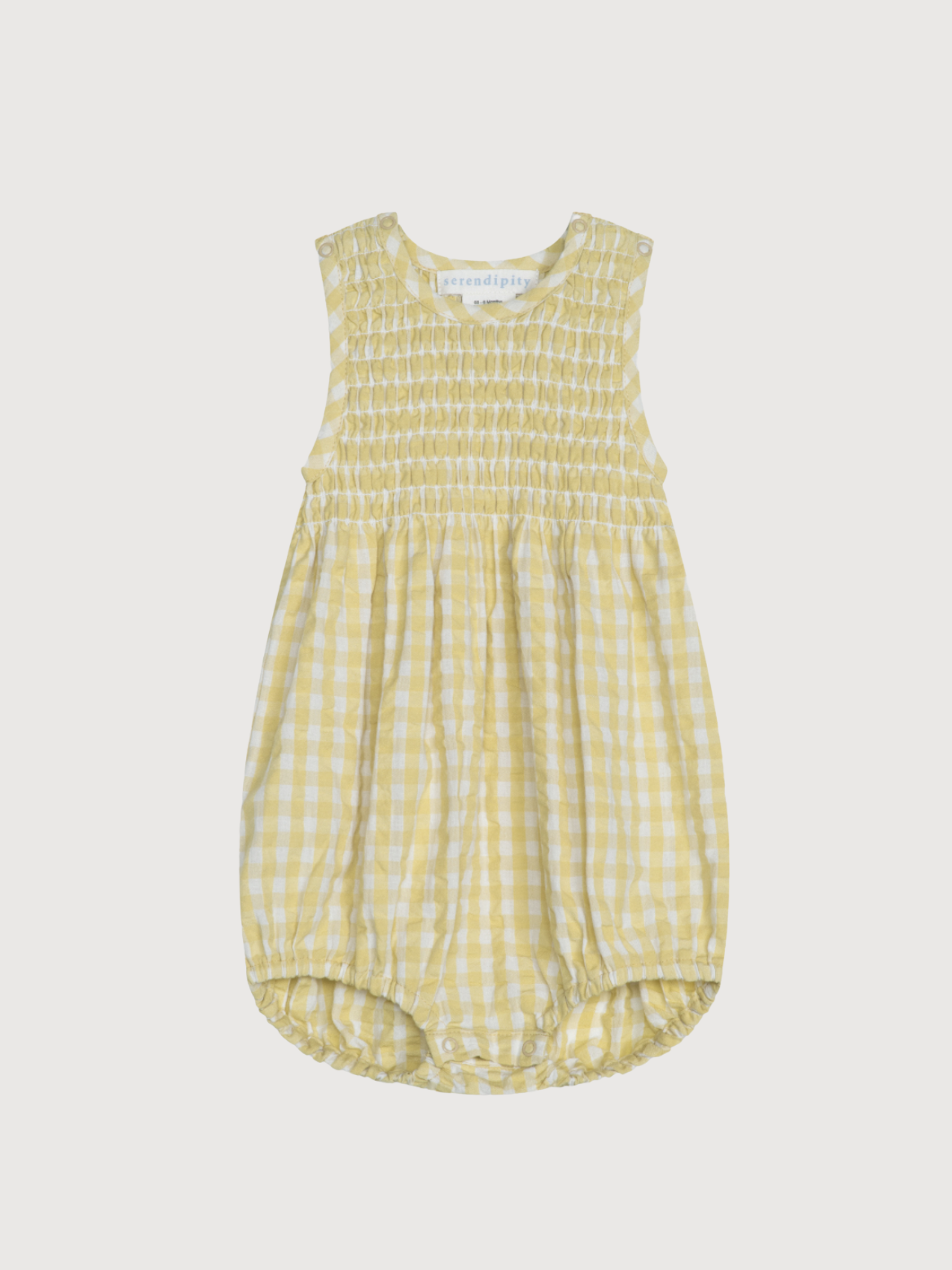 Tutina da neonato a quadretti color limone in cotone biologico leggero | SERENDIPITY