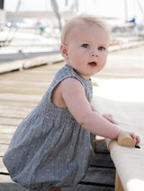 Baby Smock Suit in Indigo Gem   Organic Cotton Light Woven | SERENDIPITY