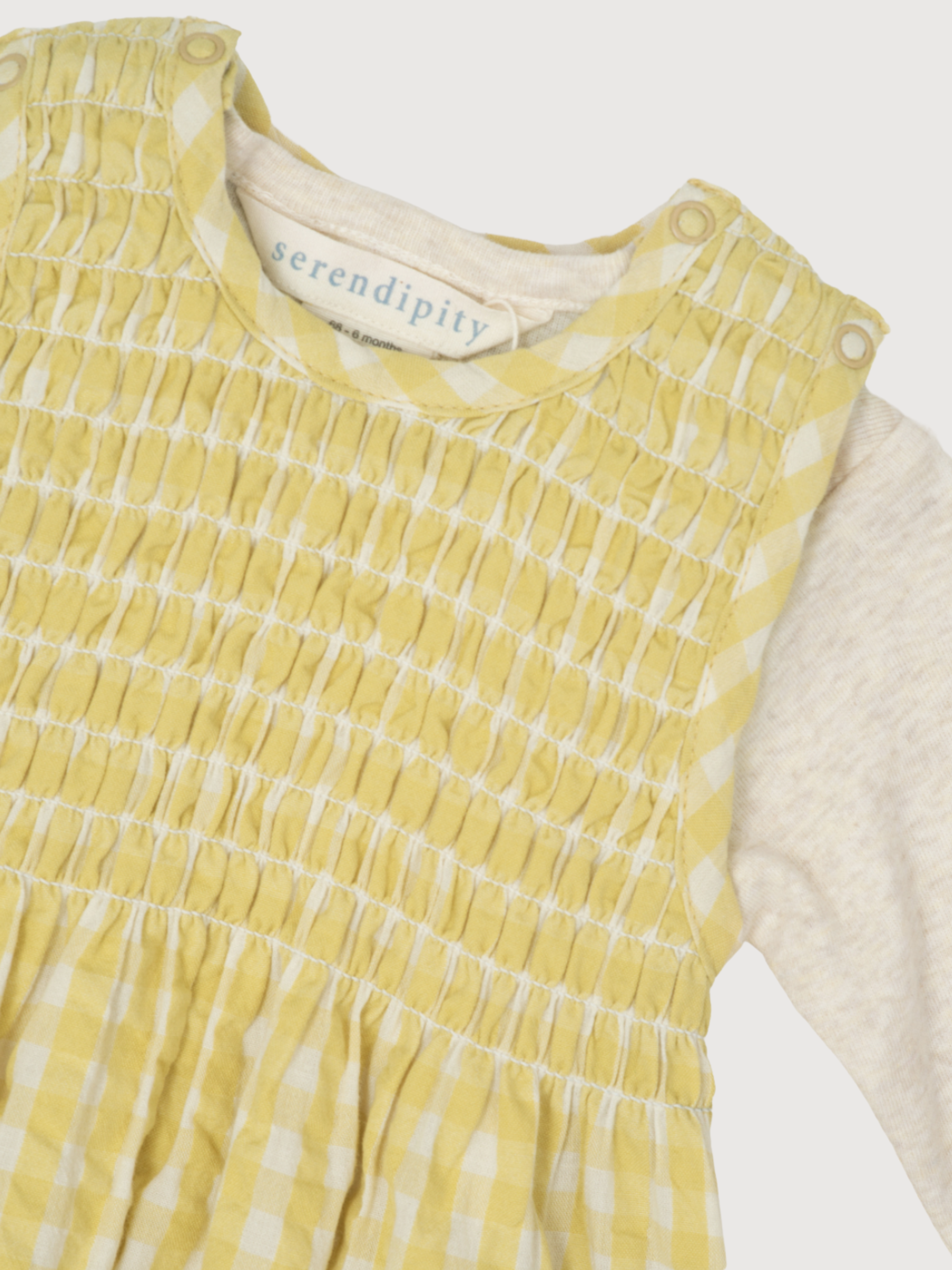 Tutina da neonato a quadretti color limone in cotone biologico leggero | SERENDIPITY