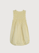 Tutina da neonato a quadretti color limone in cotone biologico leggero | SERENDIPITY