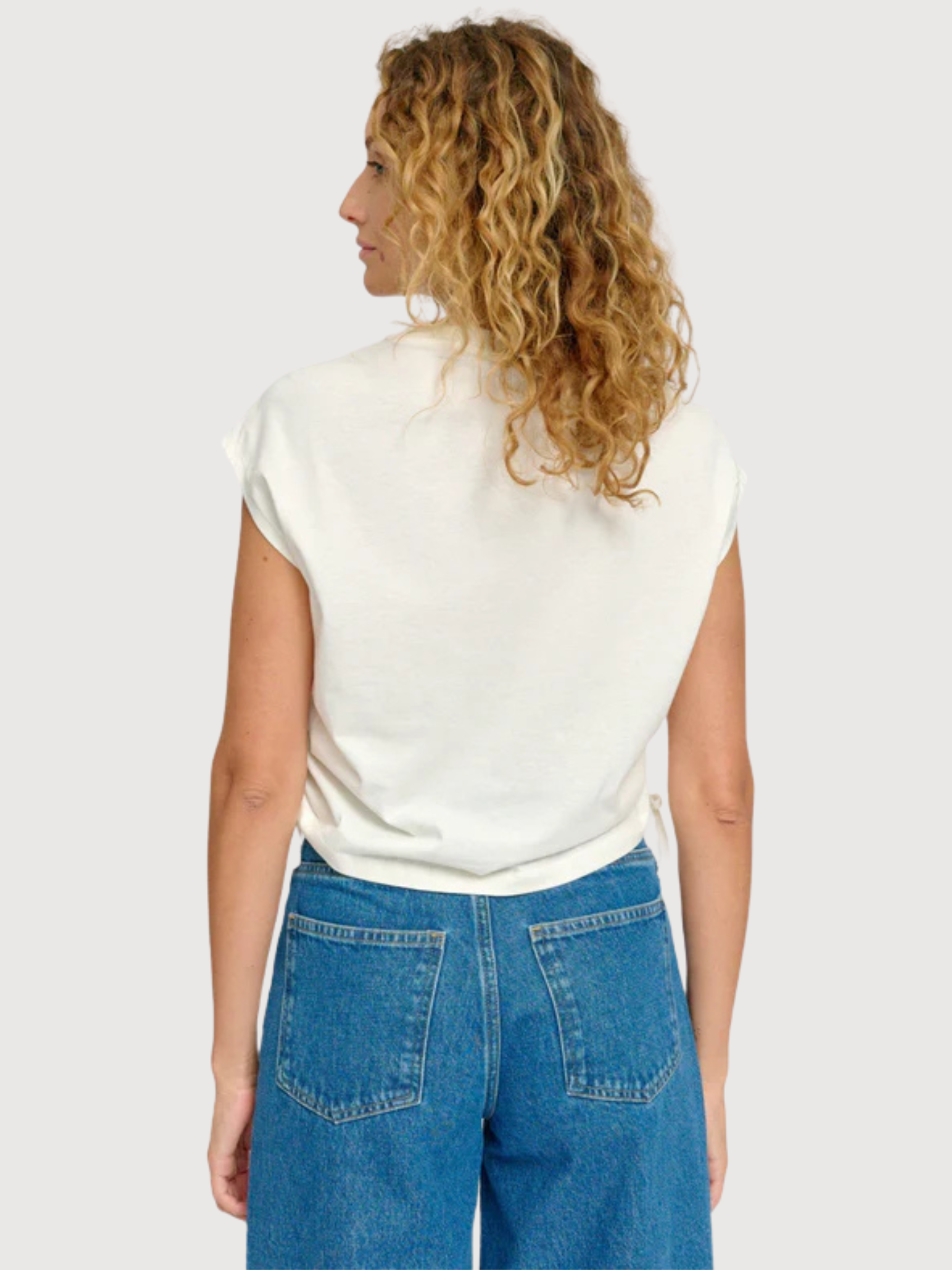 T-Shirt Dettaglio Cravatta Donna Cotone Grezzo | Mazine