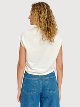 T-Shirt Wickeldetail Damen Baumwolle Offwhite | Mazine