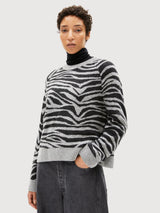 Pullover Liliriaa Zebraraa Grey/Black in Wool | Armedangels