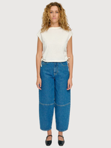 T-Shirt Wickeldetail Damen Baumwolle Offwhite | Mazine