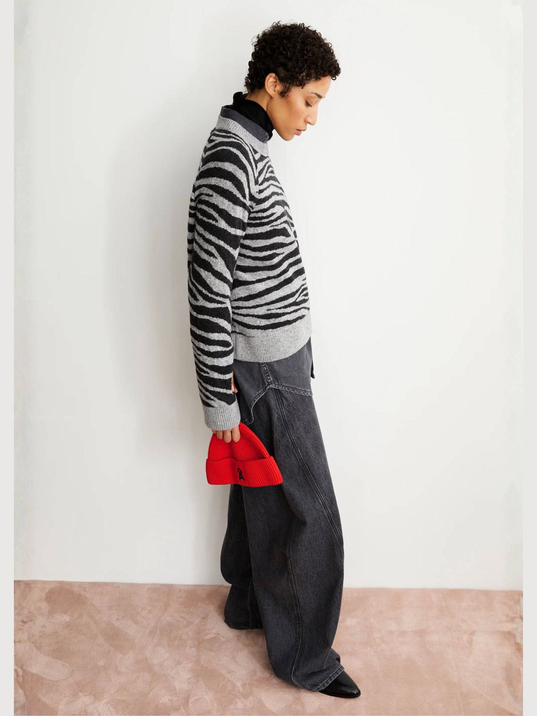 Pullover Liliriaa Zebraraa Grey/Black in Wool | Armedangels