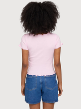 T-Shirt Babylock Säume Baumwolle Peony Pink | Mazine