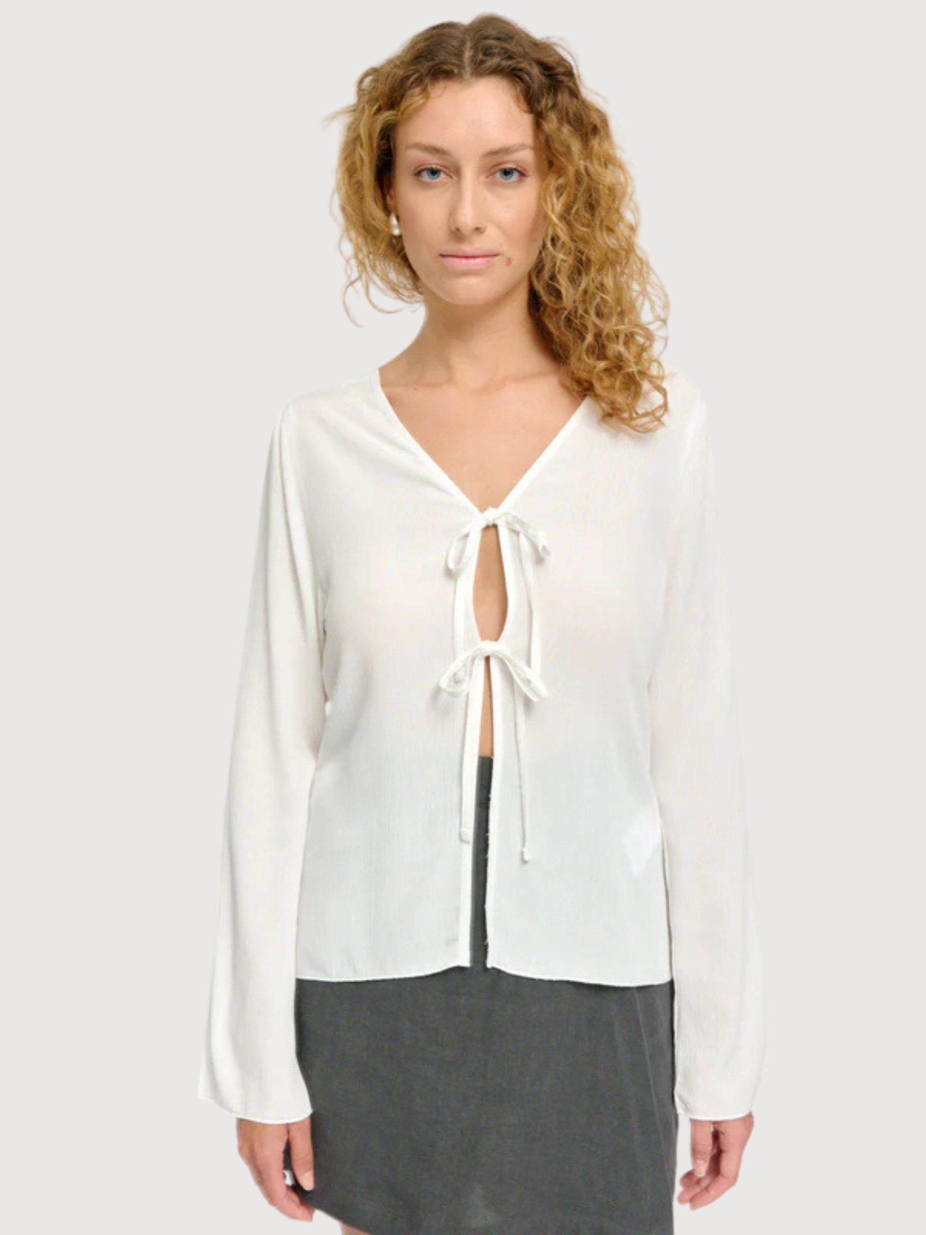 Blouse Wide Sleeve Crinkle Offwhite | Mazine