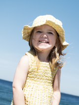 Kids' Sun Hat in Lemon Checks   Organic Cotton | SERENDIPITY