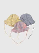 Kids' Sun Hat in Lemon Checks   Organic Cotton | SERENDIPITY