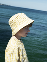 Kids' Bucket Hat in Lemon Checks   Organic Cotton | SERENDIPITY