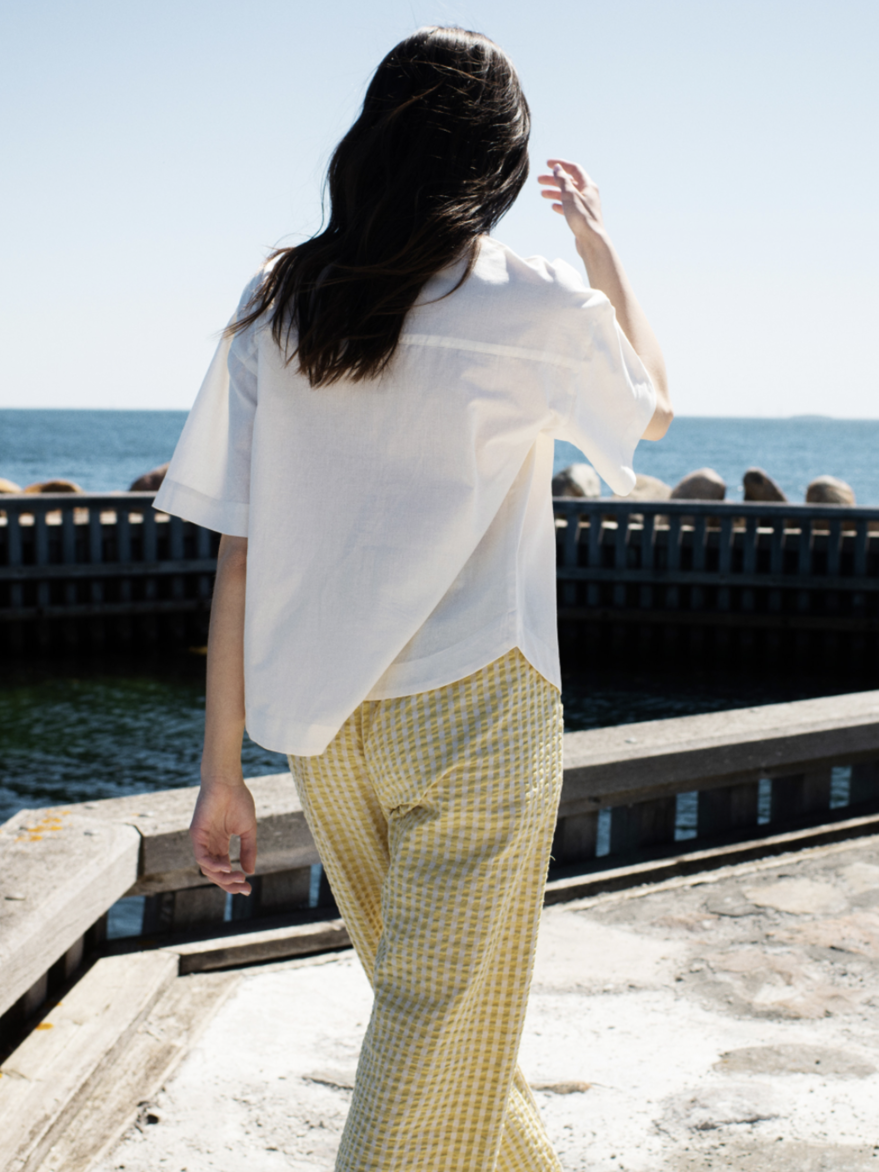 Camicia da donna a maniche corte in taffetà di cotone biologico | SERENDIPITY