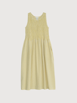 Women's Smock Dress in Lemon Checks   Organic Cotton Light Woven | SERENDIPITY