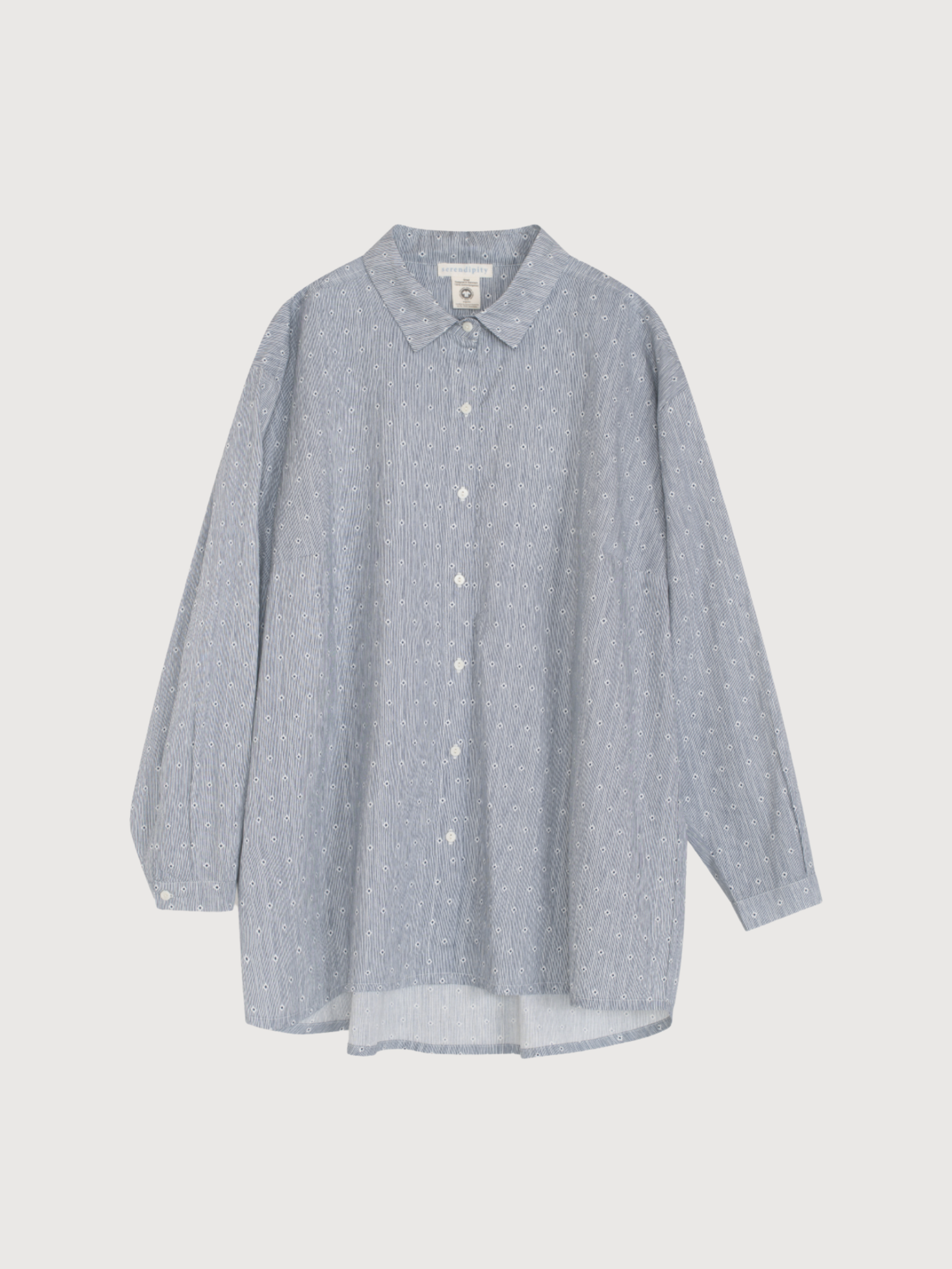 Camicia da donna ampia in cotone biologico color indaco | SERENDIPITY