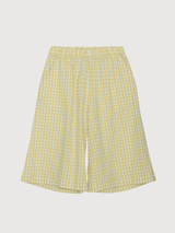 Women's Long Shorts in Lemon Checks   Organic Cotton Light Woven | SERENDIPITY
