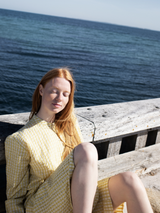 Women's Long Shorts in Lemon Checks   Organic Cotton Light Woven | SERENDIPITY