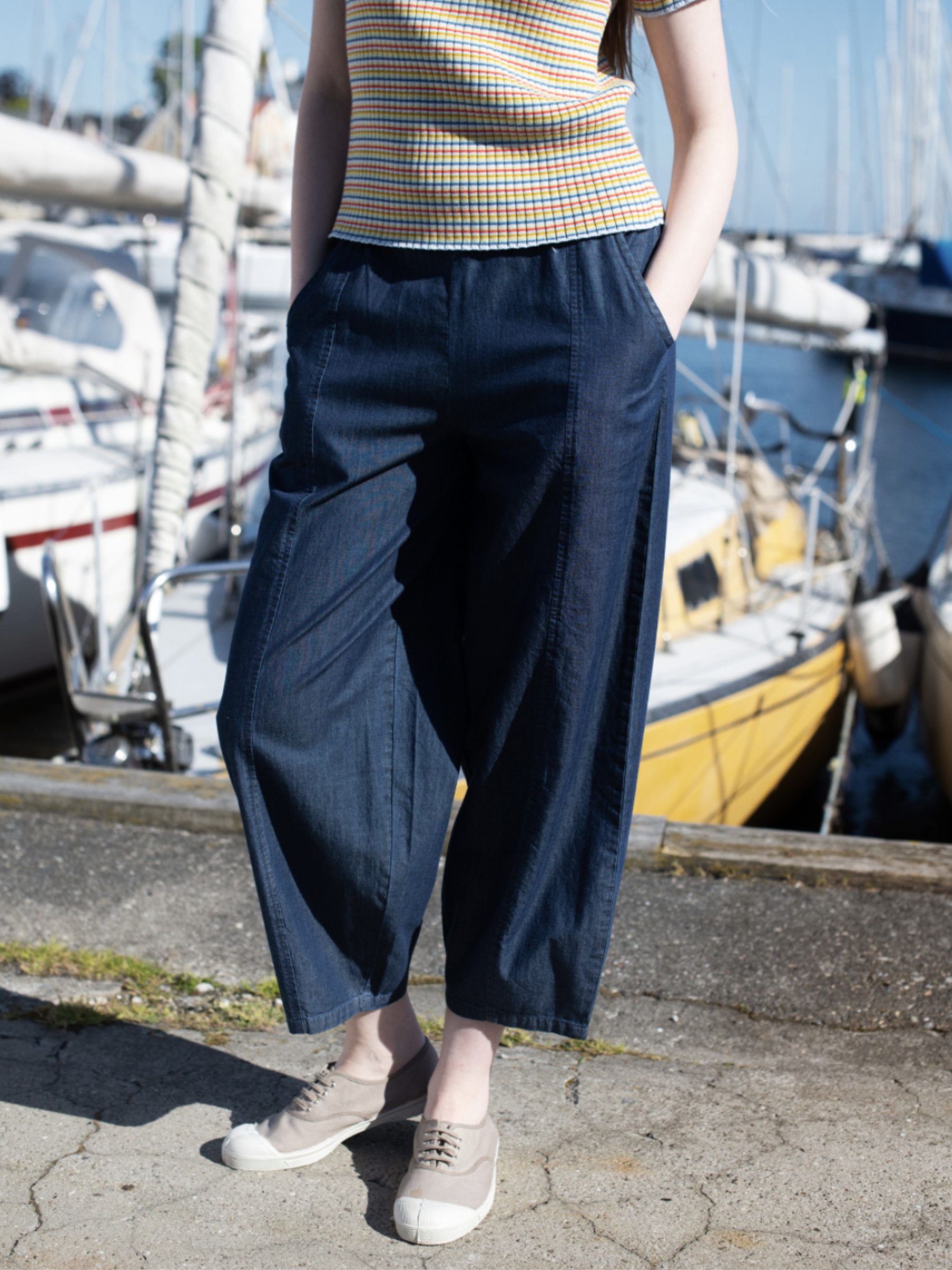 Women's Barrel Pants in Dark Denim   Organic Cotton Denim | SERENDIPITY