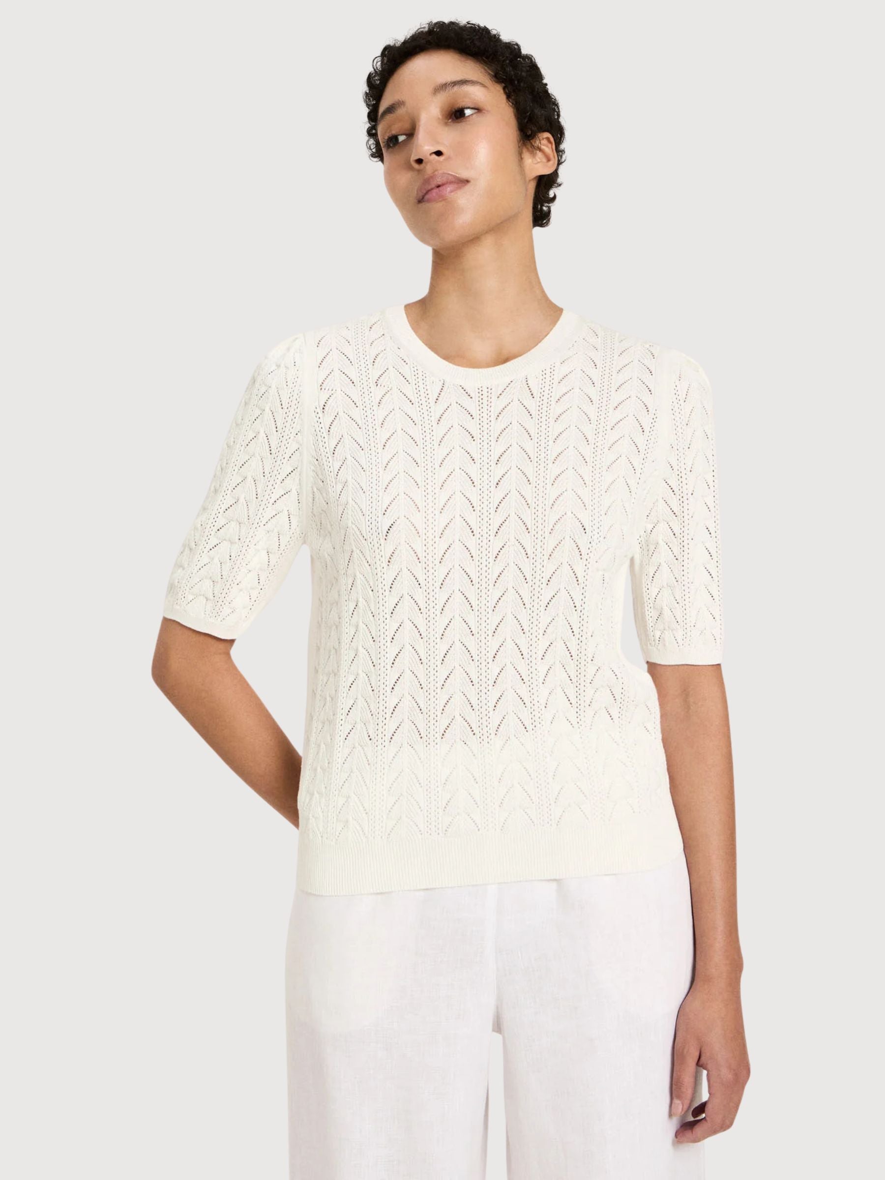 Pullover ShortSleeve OffWhite Gots Cotton | Lanius