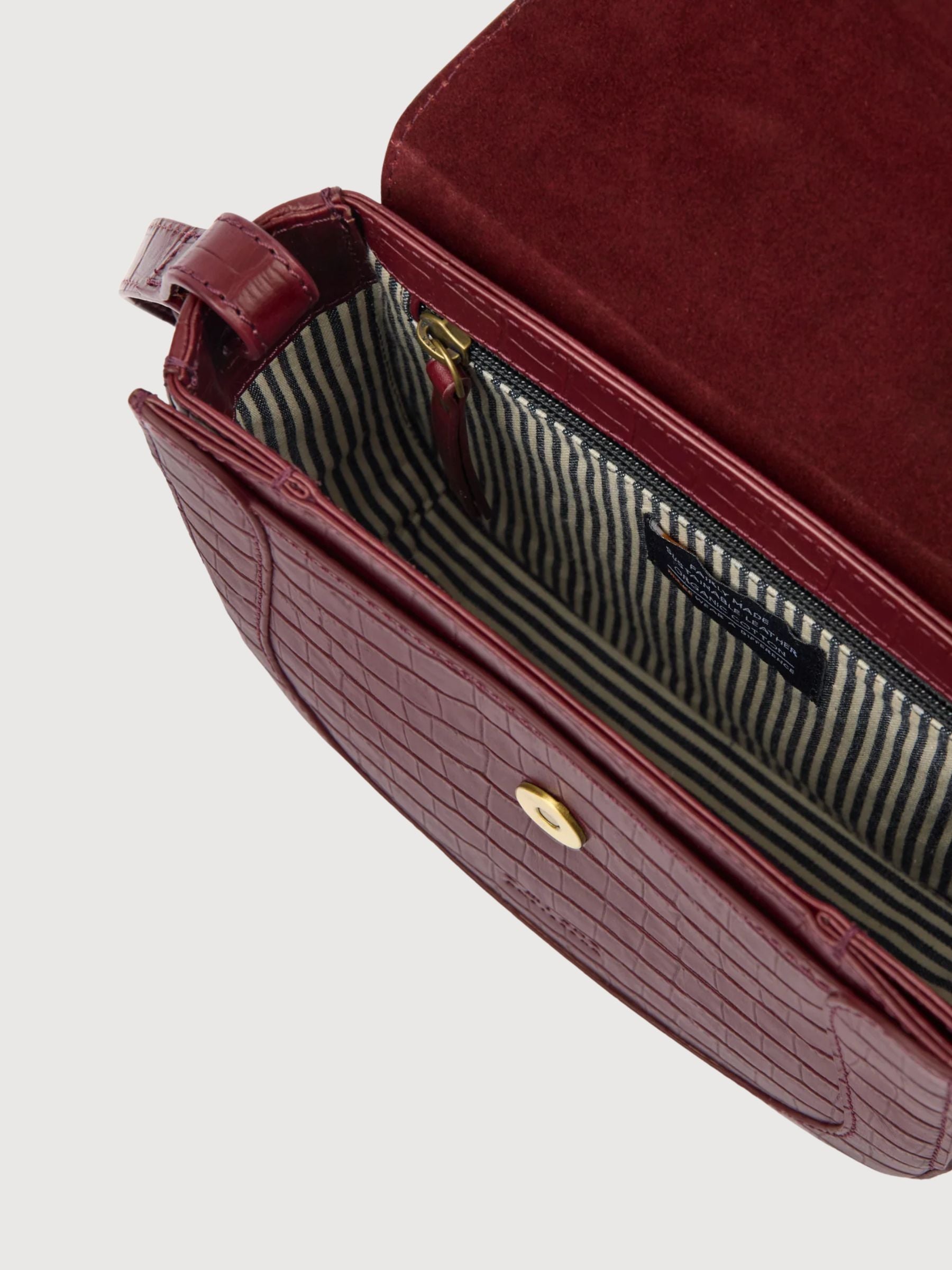 Nina - Pelle stampa coccodrillo color ciliegia scuro | O my bag