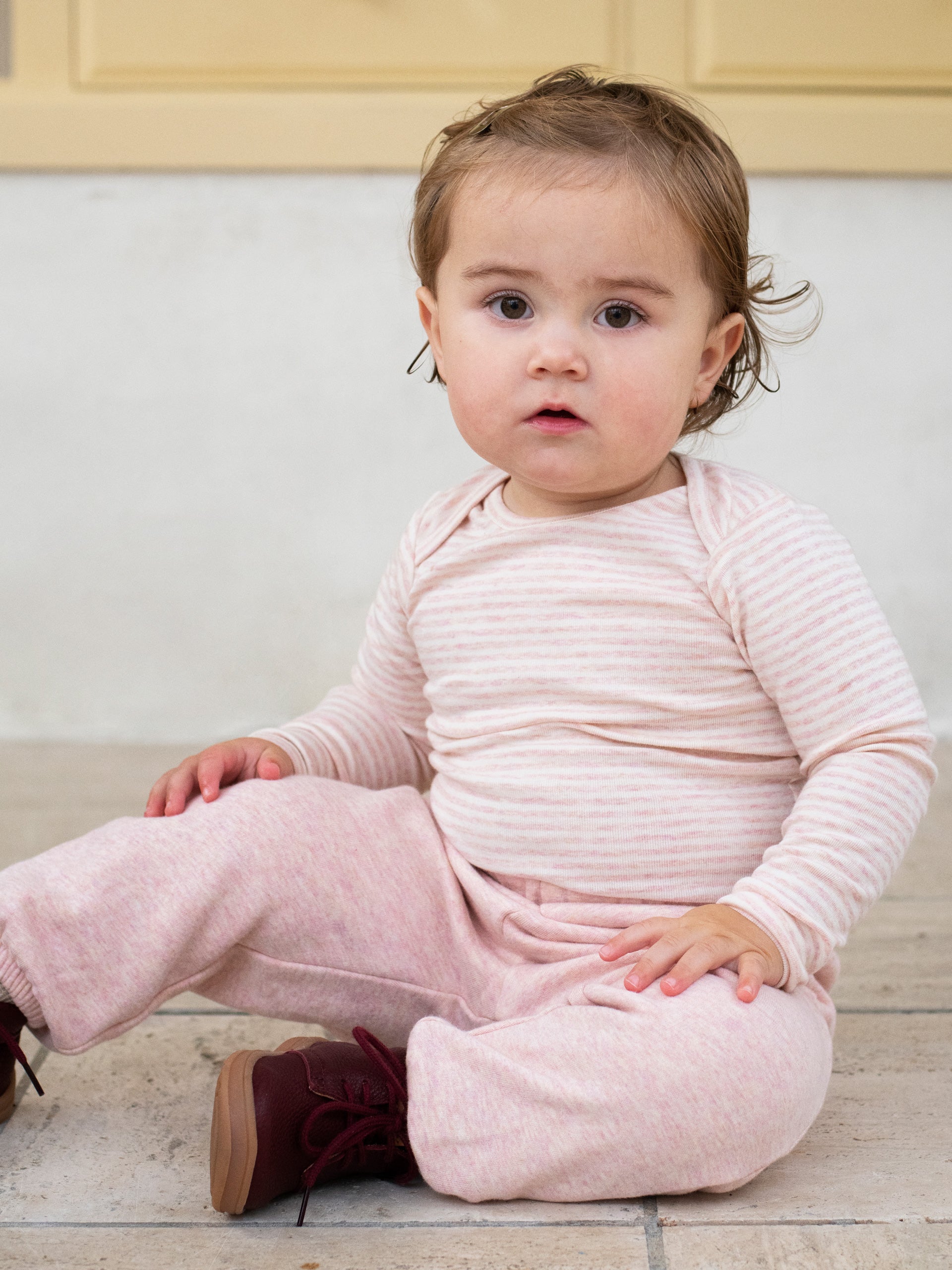 Babybody gestreift Orchidee/Offwhite | SERENDIPITY